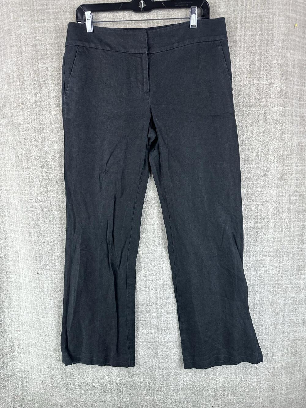 LOFT Pants Womens 6 Gray Linen Dress Pants Flat Front Pockets Elastic 31 Inseam